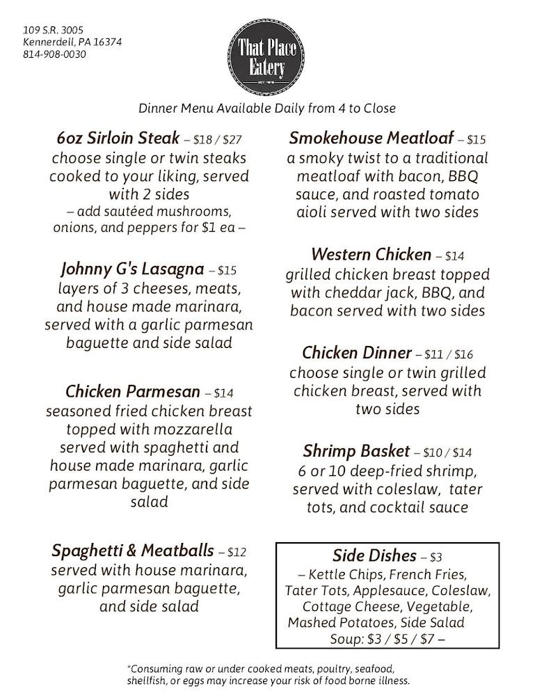 That Place Eatery Menu image 1