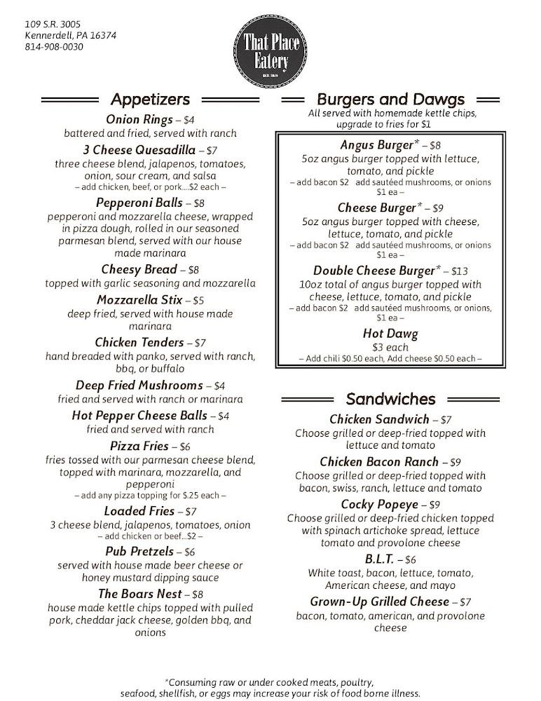 That Place Eatery Menu image 4
